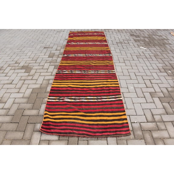 3.3x10.6 ft Runner Rug, Kilim, Turkish Rug, Anatolian Rug, Moroccan Rug
