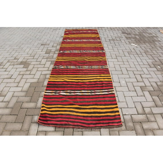 3.3x10.6 ft Runner Rug, Kilim, Turkish Rug, Anatolian Rug, Moroccan Rug