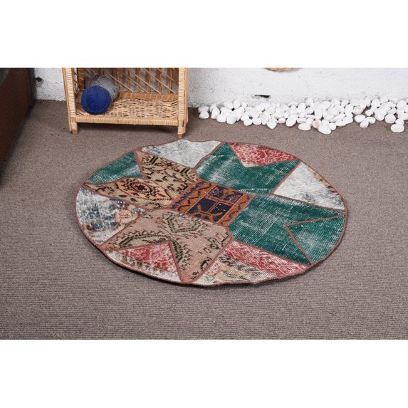 3.3x3.2 ft Small Rug, Dorm Rug, Vintage Rug, Wool Rug, Oushak Rug, Turkish Rugs