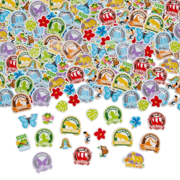 3/4" 1 1/2" Bulk 300 Pc. Rainforest VBS Self-Adhesive Foam Shapes