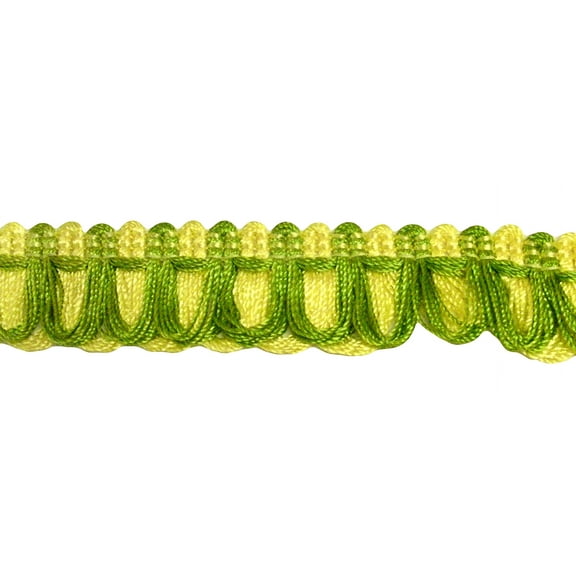3/4" (1.5cm) Thick Double Layer Loop | Fringe Trim # LF0075,, Sunflower Gold #8963 (Yellow Gold, Sage Green, Light Gold) Sold By The Yard (36"/3 ft/0.9m)