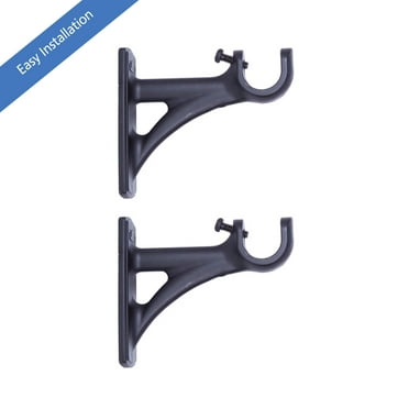 3/4"-1" Black Fast Fit™ Easy Install Single Curtain Rod Brackets, by Mainstays