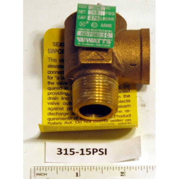 Watts 315M2 Steam Safety Relief Valve 3/4 Inch 15 PSI