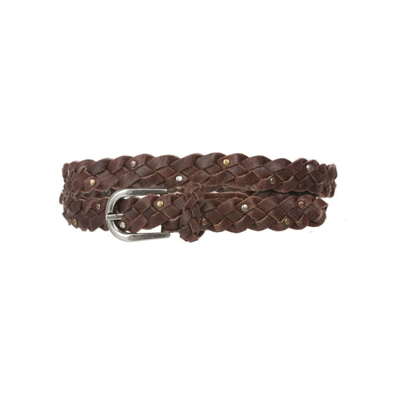 3/4" (18 mm) Braided Woven Skinny Leather Nailheads Belt
