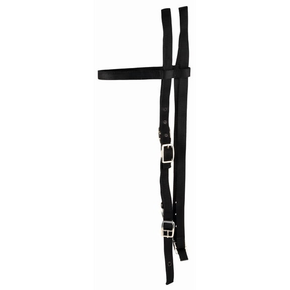 Jeffers Equine Western Browband Horse Headstall with Die Cast Hardware, 2 Ply, ¾"Wide Nylon Equestrian Tack for Riding, Training, Trail, Cowboy, Travel, Easy Storage, Horse Riding Essentials - Black