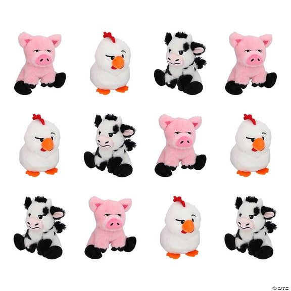 3"  4 3/4" Cranky Critter Stuffed Farm Animals  12 Pieces