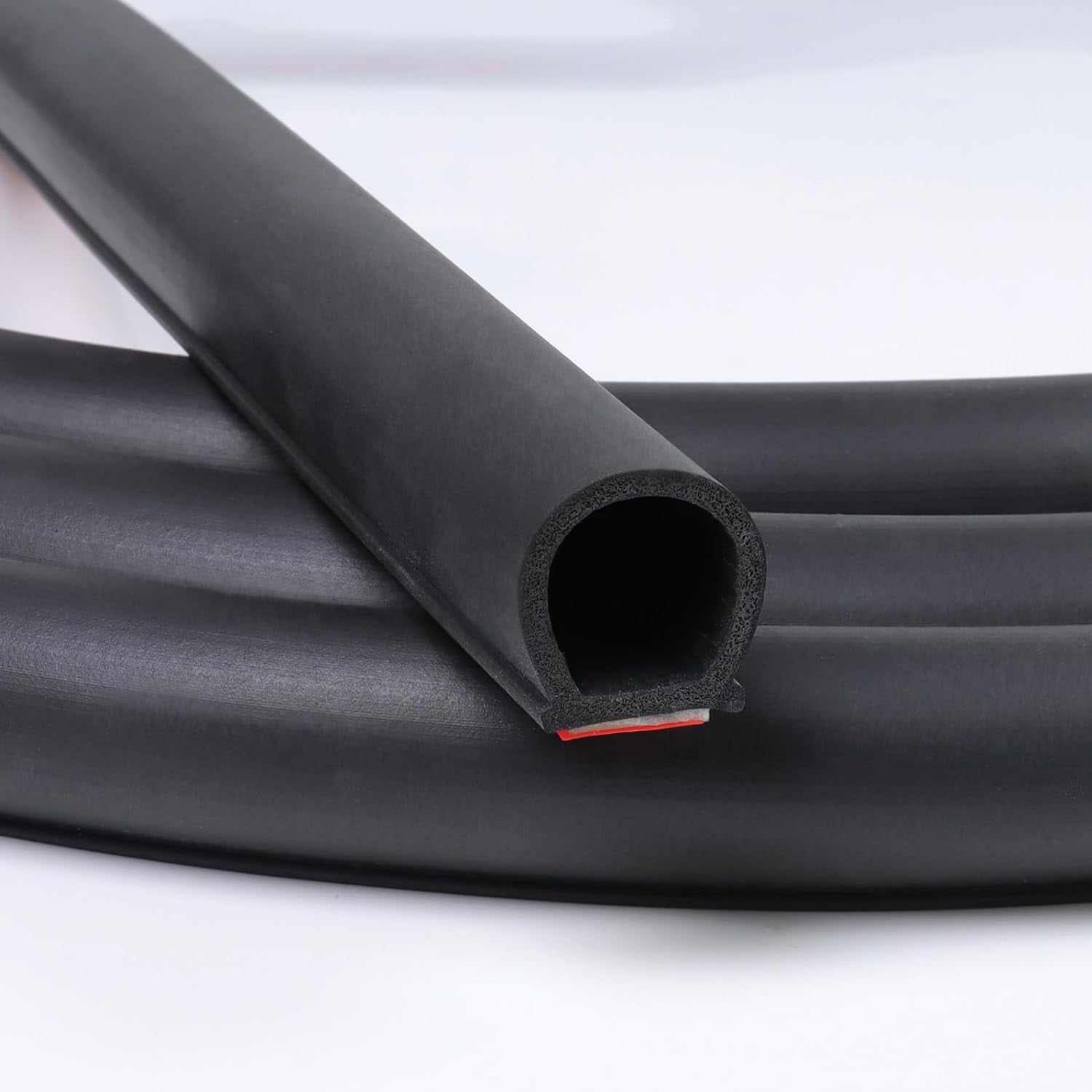 GoldWheel D-Shape Rubber Weather Stripping - 25ft Self-Adhesive Seal For Car Door Window Soundproofing