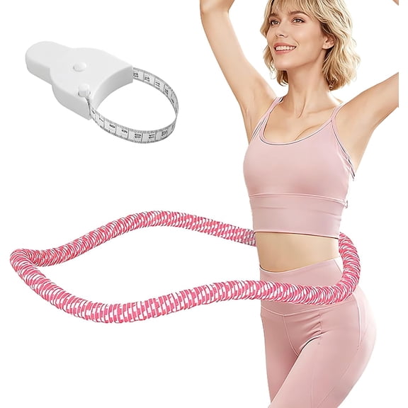 3.4/4.1/5 LBS Soft Spring Weighted Hoop for Adults, Quiet & Pinch-Proof Design, Portable Fitness Infinity Hoop with Body Tape Measure, Exercise Hoop for Core Workout
