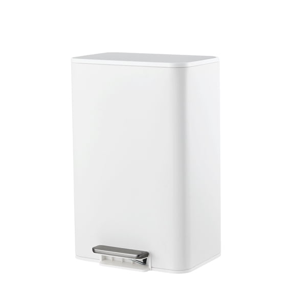 3.4/4/4.8 Gallon Trash Can,Rectangular Stainless Steel Waste Bin with Quiet Foot Pedal, Soft-Close Lid & Removable Bucket, Trash Bin Garbage Can for Office, Small Kitchen, Home