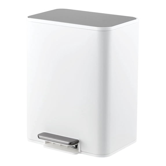 3.4/4/4.8 Gallon Trash Can,Rectangular Stainless Steel Waste Bin with Quiet Foot Pedal, Soft-Close Lid & Removable Bucket, Trash Bin Garbage Can for Office, Small Kitchen, Home