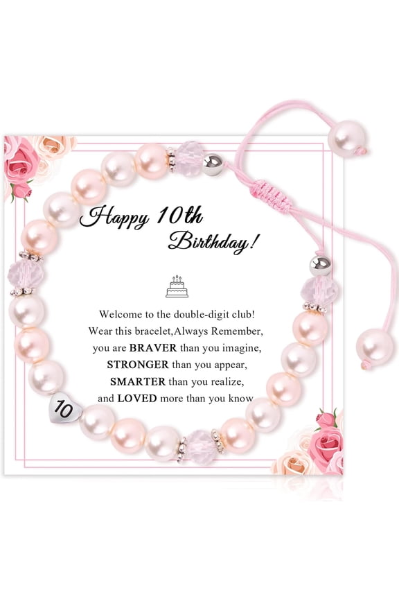 3 4 5 6 7 8 9 10 11 12 Year Old Girl Birthday Gifts for Girls Bracelets,Beaded Bracelets as Birthday Girls Presents,Adjustable Pearl Bracelet with Heartwarming Letter for Daughter Granddaughter Niece