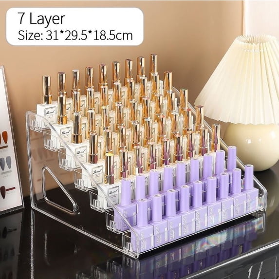 3/4/5/6/7 Layers Acrylic Nail Polish Display Organizer UV Gel Shelf Quick Install Cosmetic Rack Jewelry Stand Manicure Storage