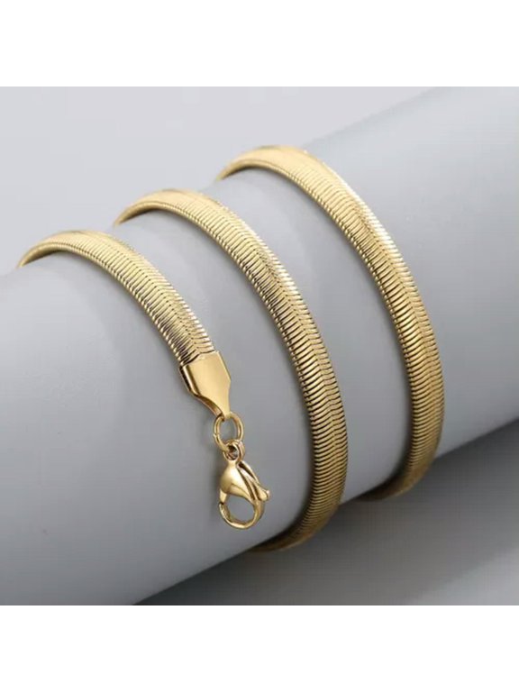 3/4/5/6/8mm New Fashion 316L Stainless Steel Flat Snake Chain Necklace Women Men