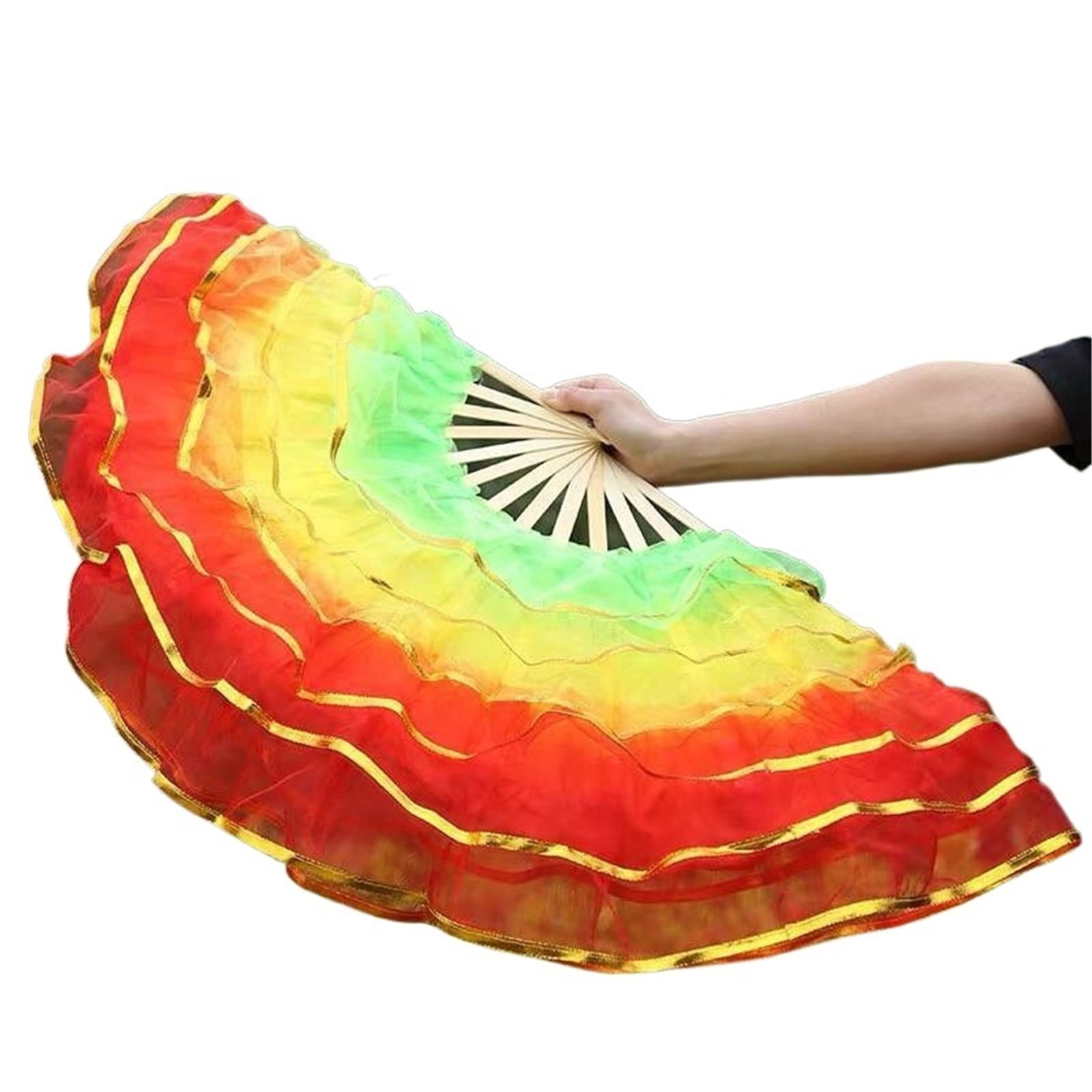 3/4/5/6 Layers Large Silk Flower Dancing Hand Fan Foldable Handmade ...