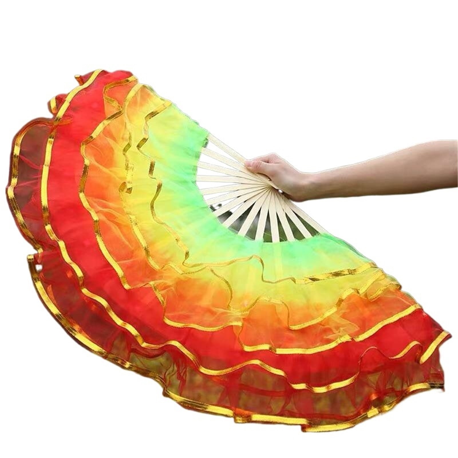 3/4/5/6 Layers Large Silk Flower Dancing Hand Fan Foldable Handmade ...