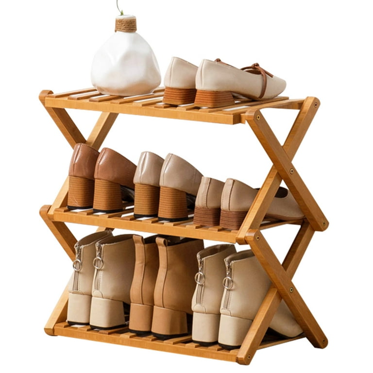 Natural Bamboo 3-Shelf Shoe Rack