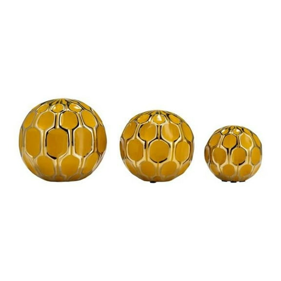 3, 4, 5 & 6 in. Ceramic Orbs, Turq & Gold