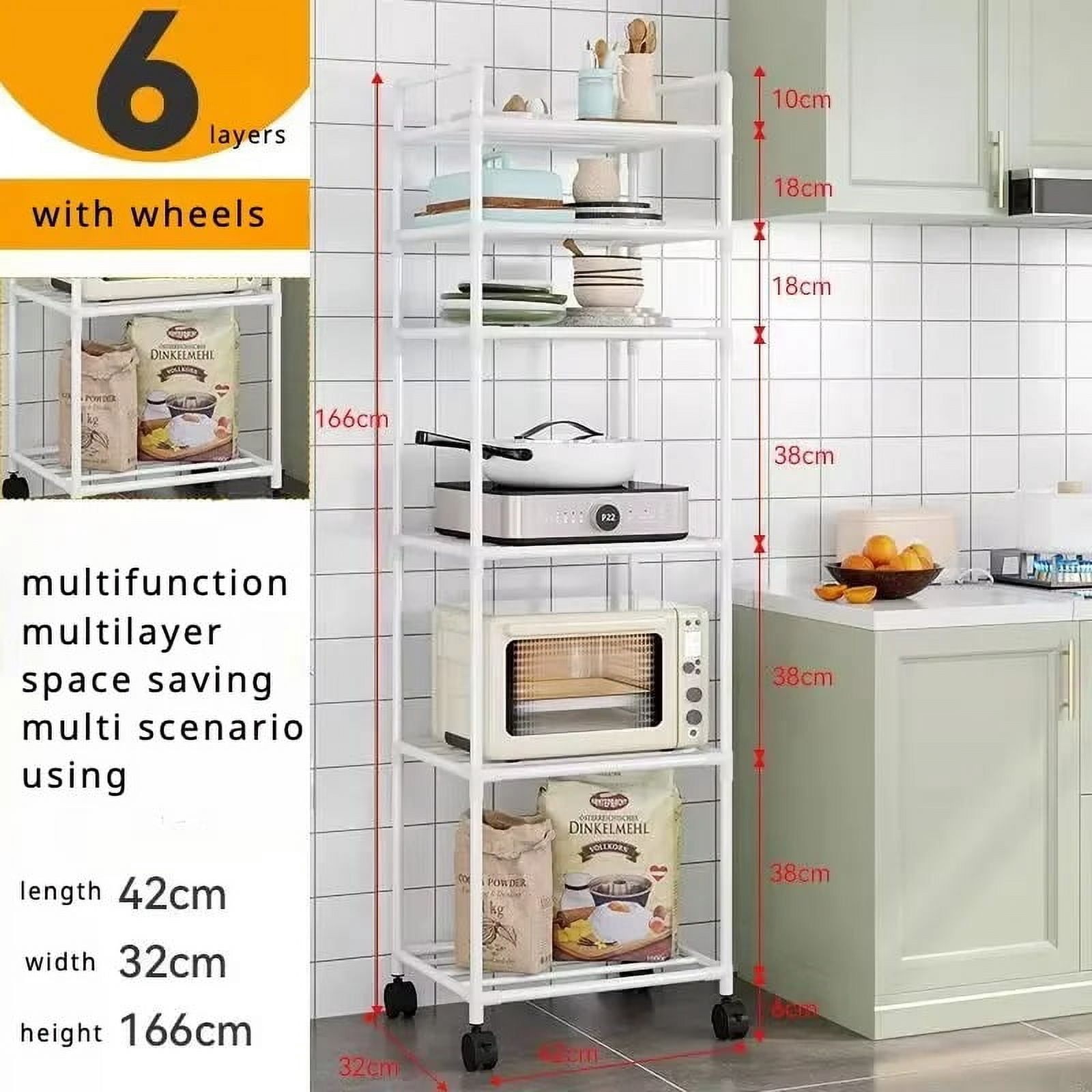 Multistar Stove Rack 3/4/5/6Layers Kitchen Storage Rack Movable Household Trolley Organizer ...