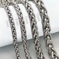 thumbnail image 1 of 3/4/5/6MM 18-36" MENS Silver Stainless Steel Wheat Braided Chain Necklace, 1 of 9