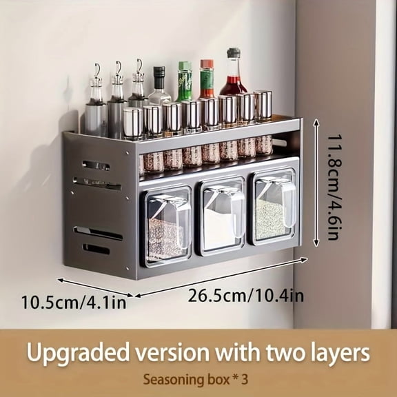 3/4/5-Compartment Spice Rack, Kitchen Seasoning Storage Shelf, Spice Organizer, Large Capacity, Rust-Resistant Aluminum, No-Drill Pull-Out Spice Holder, Essential Kitchen Storage Solution