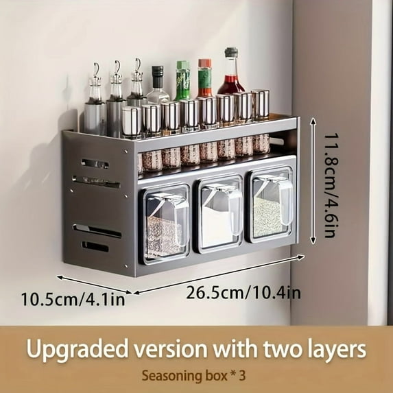 3/4/5-Compartment Spice Rack, Kitchen Seasoning Storage Shelf, Spice Organizer, Large Capacity, Rust-Resistant Aluminum, No-Drill Pull-Out Spice Holder, Essential Kitchen Storage Solution