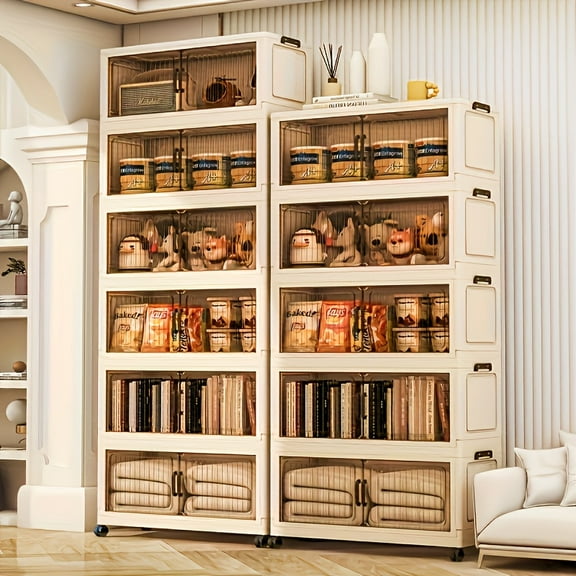 3/4/5 Layer Foldable Storage Cabinets, Plastic Stackable Drawers for Bedroom & Office