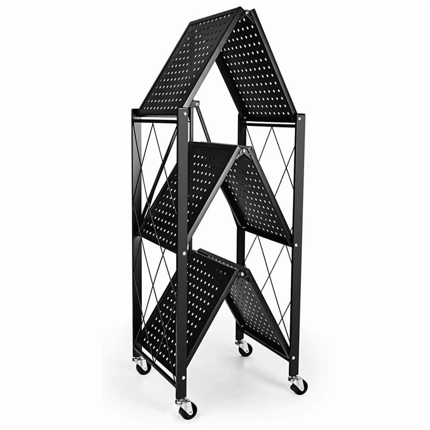 Foiding Storage Rack 3/4/5 Layer Folding Storage Rack, No Installation, with Wheels ...