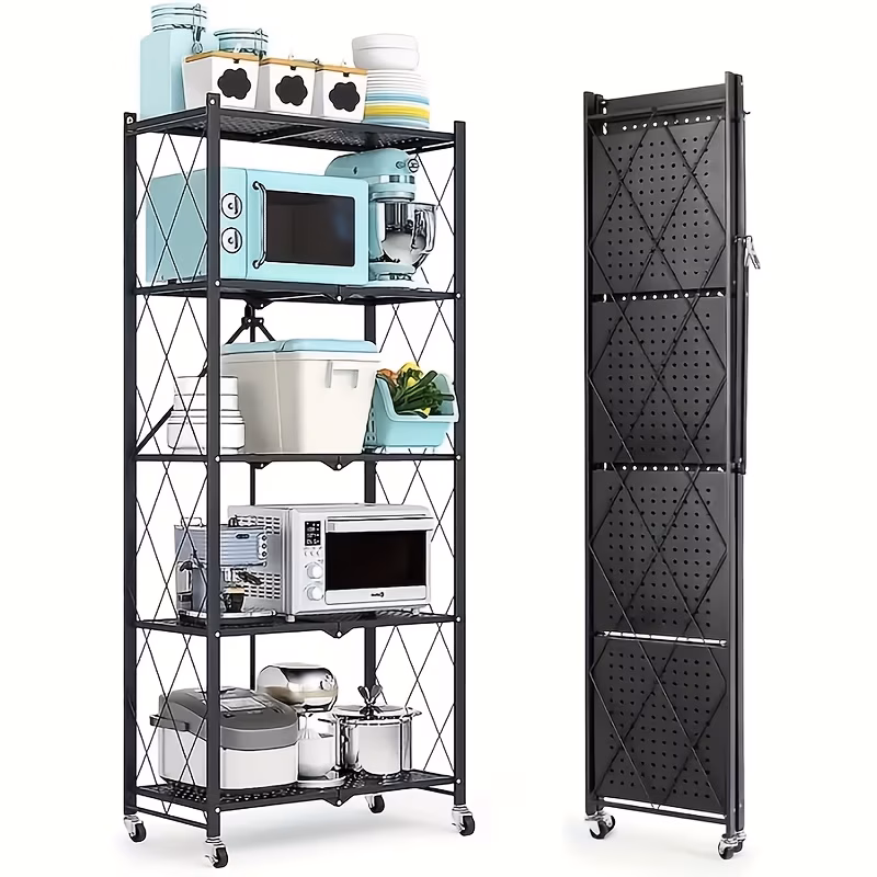 3/4/5 Layer Folding Storage Rack, No Installation, with Wheels