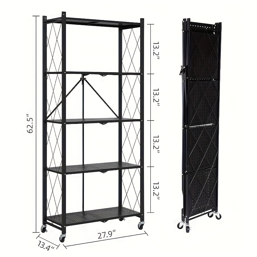3/4/5 Layer Folding Storage Rack | with Wheels & No Installation | for ...