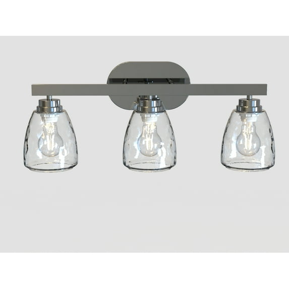 3/4/5 Light Bathroom Light Fixtures, Chrome Vanity Light Fixtures Over Mirror Wall Mount Lighting Fixture with Hammered Glass Shade E26 Socket for Hallway Kitchen Bedroom Living Room