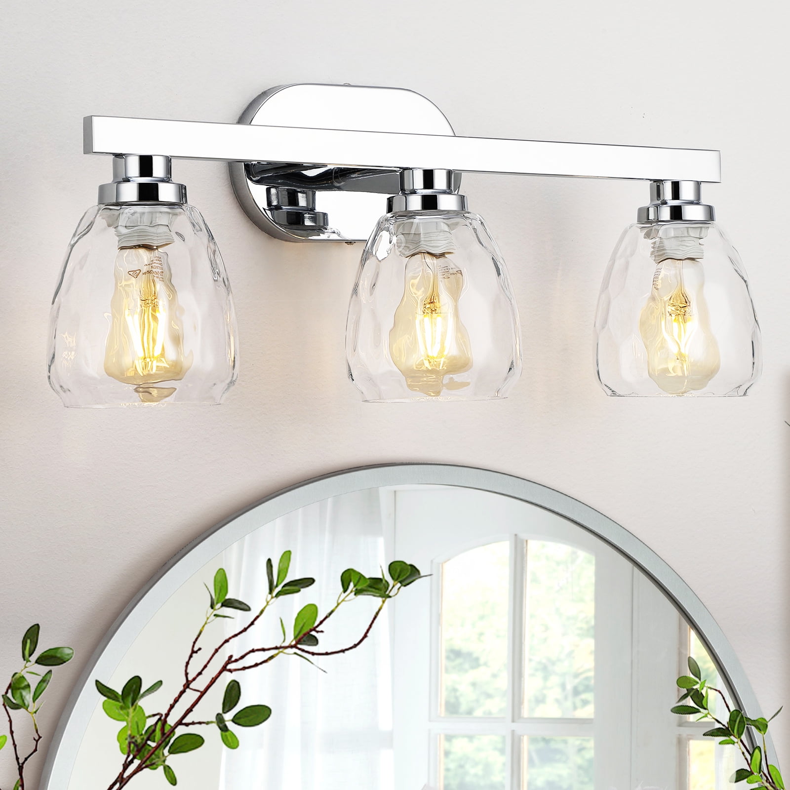 Kiloeye 34" Bathroom Vanity Light - 5-Light Matte Black Fixture With Clear Glass Shades, E26 Base, For Mirror, Bedroom, Hallway