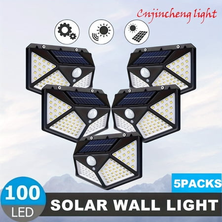 3 4 5 Pack Solar Wall Sconce Motion Sensor Light, 100 LED Outdoor Security Lamp, 3 Modes Waterproof, Solar Rechargeable for Porch, Garage, Patio, Garden, Commercial Hotel Decor