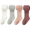 thumbnail image 1 of 3/4/5 Pack Toddler Baby Girls Tights Cable Knit Leggings Stockings Little Girl Cotton Pantyhose, 1 of 7