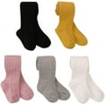 thumbnail image 1 of 3/4/5 Pack Toddler Baby Girls Tights Cable Knit Leggings Stockings Little Girl Cotton Pantyhose, 1 of 7