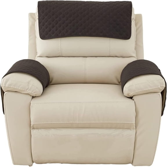 3 or 4 or 5 Pieces Sofa Headrest Cover for Recliner Chair with Storage Pockets Non Slip Armrest Cover Fuzzy Couch Cover Washable Furniture Protector(B4,1 seat 3pieces)