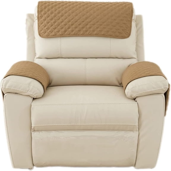 3 or 4 or 5 Pieces Sofa Headrest Cover for Recliner Chair with Storage Pockets Non Slip Armrest Cover Fuzzy Couch Cover Washable Furniture Protector(B7,1 seat 3pieces)
