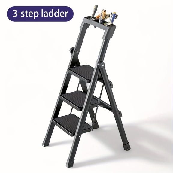 3/4/5-Step Foldable Stool: Sleek Design, Lightweight & Portable. Built-in Tool Rack Organizes Essentials. Folds Flat To 6cm/2.36in Thickness For Space Efficiency. Ergonomic Grip, Ideal For Home