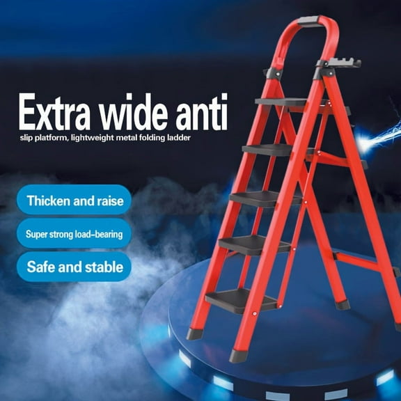 3/4/5 Step Folding Ladder, 450LB Capacity, Lightweight & Sturdy Metal Ladder for Home, RV, Office, Outdoor Use, Compact Foldable Step Ladder