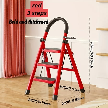 3/4/5-Step Folding Ladder - 500lb Capacity - Non-Slip Steps - Lightweight for Home, Garage & Workshop