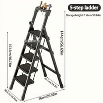 3/4/5 Step Ladder With Handrail, Folding Metal Step Stool, Portable & Lightweight Ladder, Safety Household Ladder With Multi-function, For Home, Kitchen And Office Use