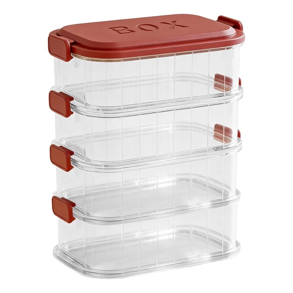 3/4/5-Tier Food Storage Containers with Leakproof Lids, Airtight and BPA Free, Stackable, Microwave, Freezer, and Dishwasher Safe, set of 1, Durable & Convenient for Meal-prep(Red1,5.3x3.3x8.2")