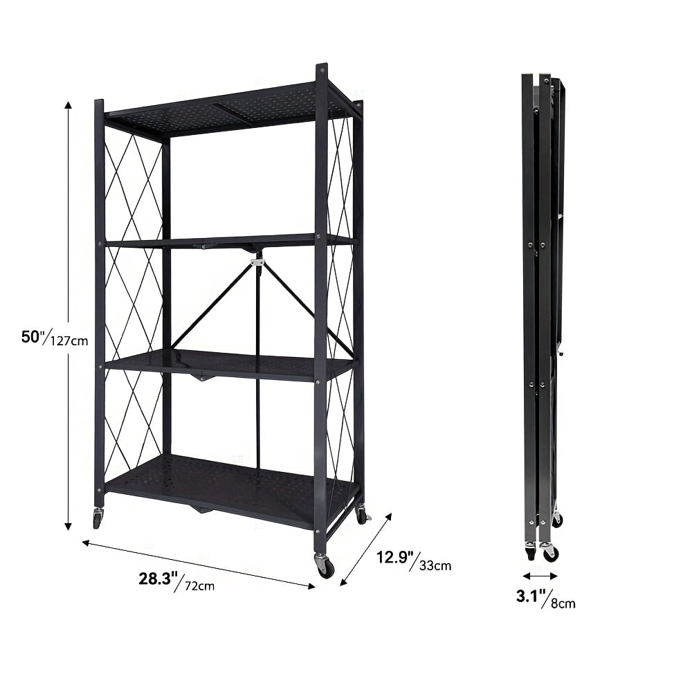 3/4/5-Tier Movable Vertical Multi-Functional Storage Racks, No-Assembly ...