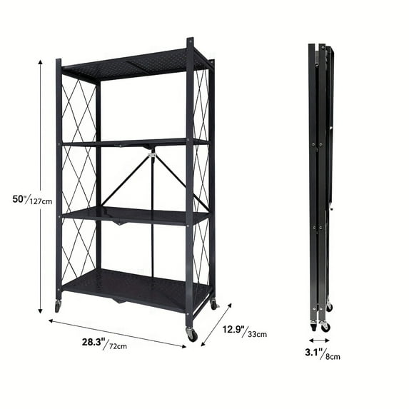 3/4/5-Tier Movable Vertical Multi-Functional Storage Racks, No-Assembly ...