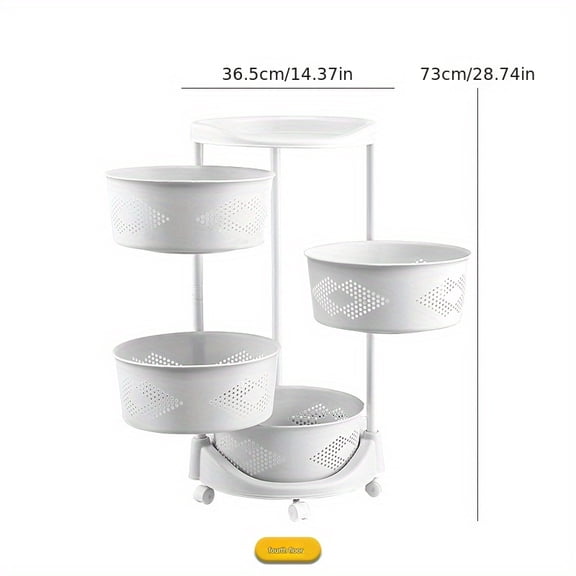 3/4/5 Tier Multifunction Utility Rolling Cart Metal Shelving Bathroom Cart Restroom Organizer with Wheels Lockable Casters, Rotatable Household Storage Shelf for Kitchen Living Room Toile black/white