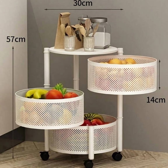 3/4/5-Tier Rotating Kitchen Storage Rack Carbon Steel Multi-Layer Organizer White Black For Countertop Spice Jar Can Bottle Storage