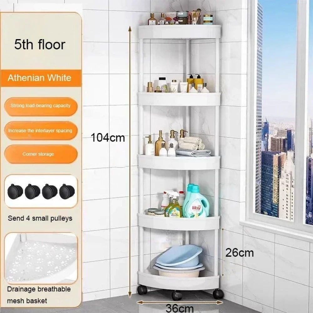 3/4/5 Tier Storage Shelf Rolling Cart Gap Storage Rack Movable Bathroom ...