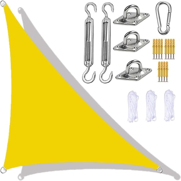 3×4×5M Right Angle Triangle Shade Sail with Hardware Kit Waterproof Oxford Sun Canopy for Patio Garden Pool