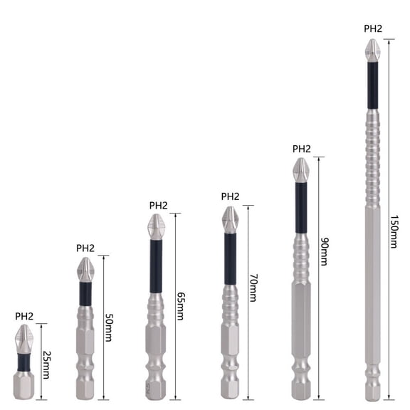 3/4/5Pcs Cross Magnetic Non-Slip Screwdriver Bits Set Hexagonal Handle 25-150Mm F Fangkenuo