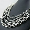 thumbnail image 1 of 3/4/6/10mm Men's Chain Silver Tone Stainless Steel Rolo Link Necklace 18-40'', 1 of 9