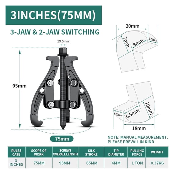 3/4/6inch Gear Puller 2Jaw/3Jaw switching Puller with Reversible Jaws Pulley Puller Removal Tool for Pulley Gear Bearing Flywhee ,Widely Applications